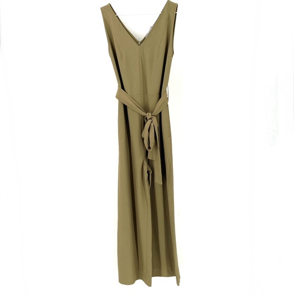 EVERLANE GoWeave Japanese Wide Leg Olive Belted Cottage Boho Comfy Luxe Jumpsuit - Picture 3 of 10